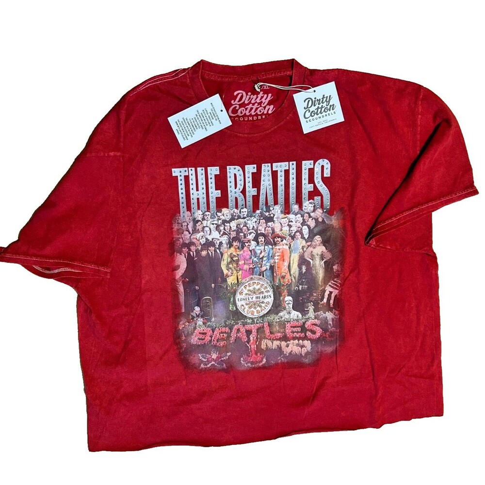 The Beatles Sgt Pepper Shirt Dirty Cotton Scoundrels Rhinestone Red NWT L/XL